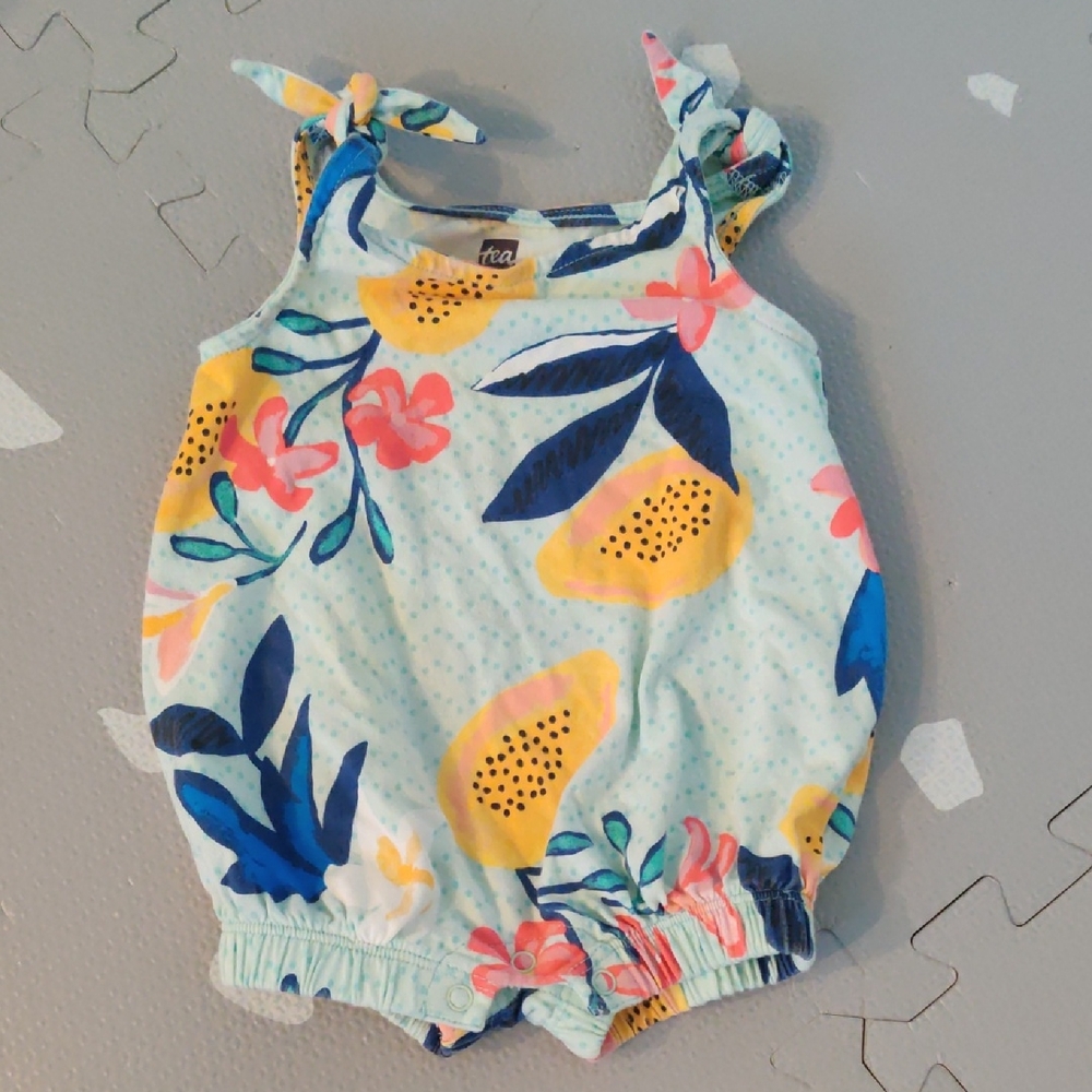 Floral Baby Romper with Bow Straps 0-3 Months